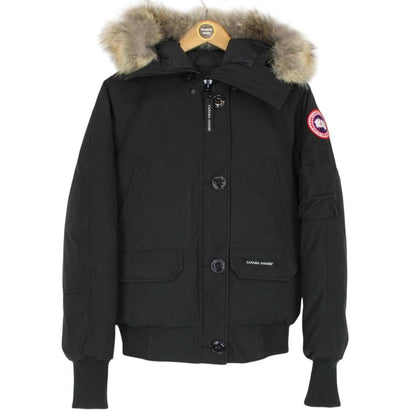 Canada Goose Black Chilliwack Bomber Down Jacket with Fur Trim