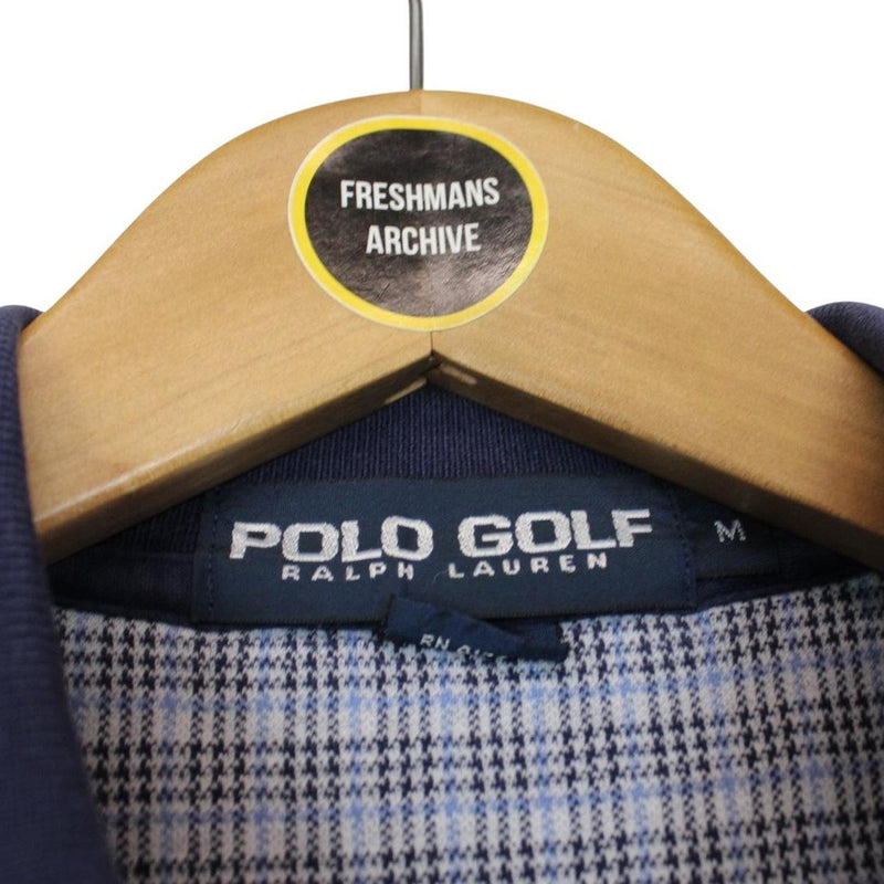 Vintage Ralph Lauren Blue, White and Black Checked Short Sleeve Cotton Polo
