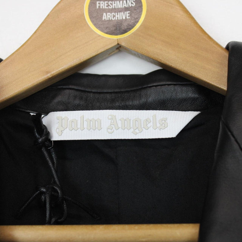 Palm Angels Black and White Leather Track Blazer Jacket