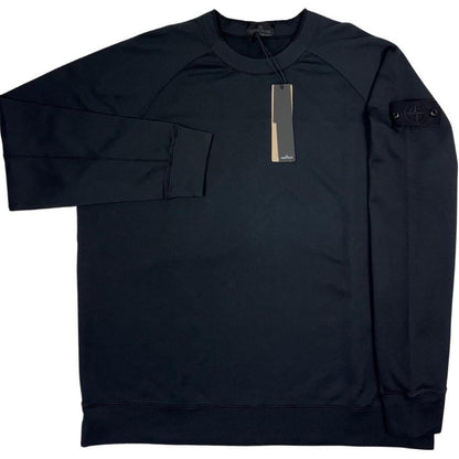 Stone Island black sweatshirt with ghost logo and stretch cotton material.