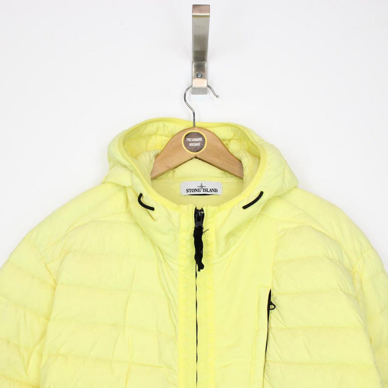 Stone Island AW 2020 Loom Woven Chambers Stretch Nylon TC Yellow Down Jacket
