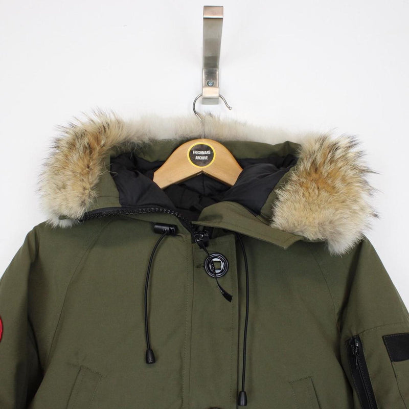 Canada Goose Green Chilliwack Bomber Down Jacket with Fur Trim