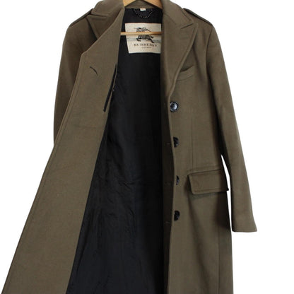 Burberry London Green Cashmere Virgin Wool Double Breasted Coat