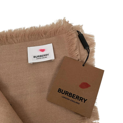 Burberry cashmere shawl scarf tan brown and beige TB monogram pattern.