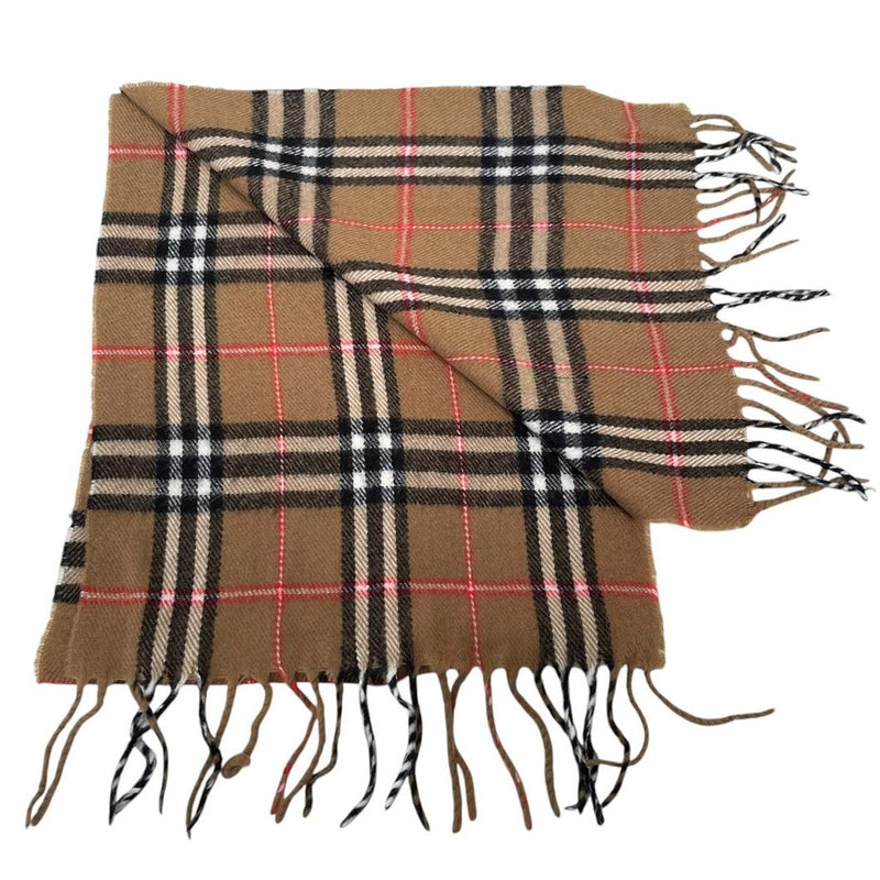 Vintage 90s Burberry Tan Brown Nova Check Lambswool Scarf