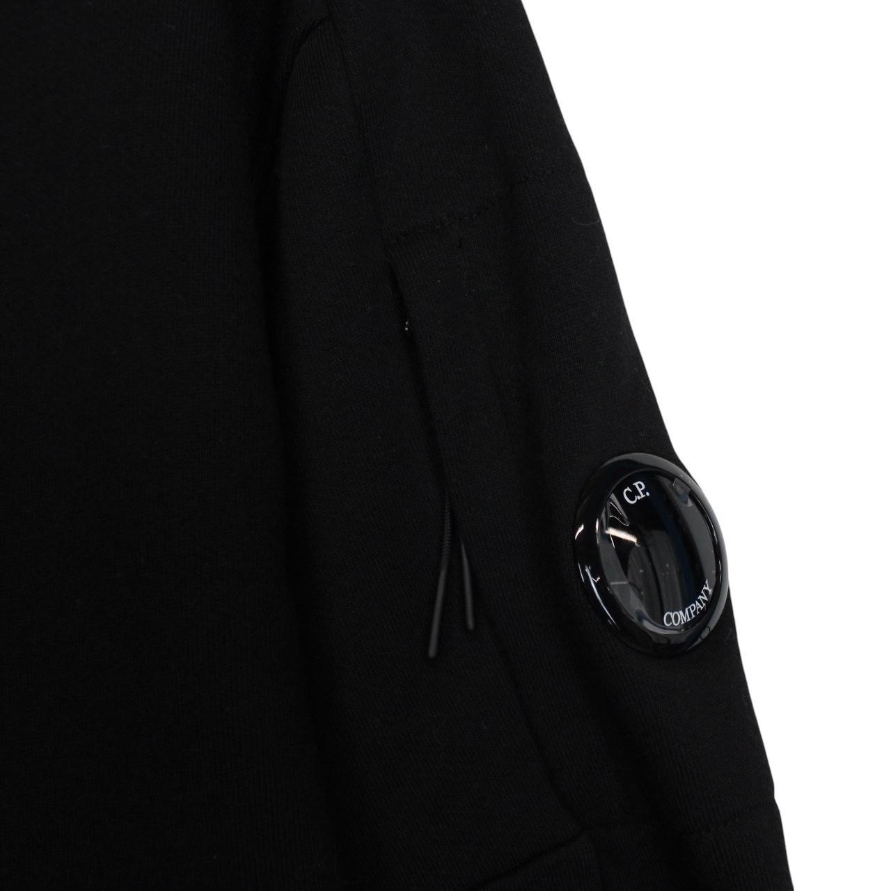 CP Company Black Diagonal Raised Fleece Cotton 1/4 Zip Lens Sweatshirt