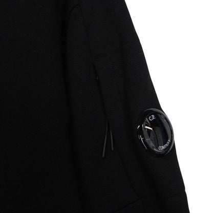 CP Company Black Diagonal Raised Fleece Cotton 1/4 Zip Lens Sweatshirt