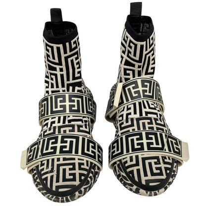 Balmain Black and Cream B-Bold Monogram Sock Trainers