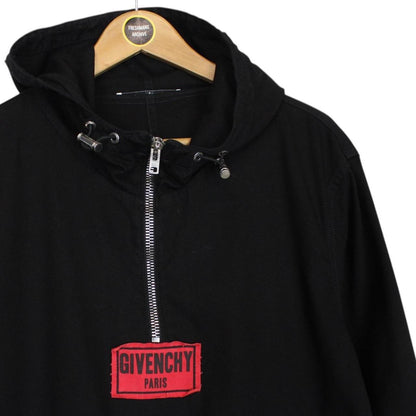Givenchy Paris Black and Red Box Logo Cotton Smock Jacket