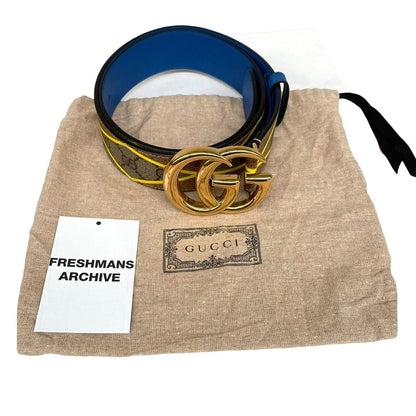 Gucci Multicoloured Marmont Supreme Rhombus Leather Belt with GG Buckle