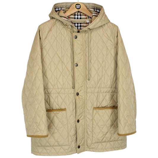 Burberry London Beige Nova Check Devon Quilted Parka Coat
