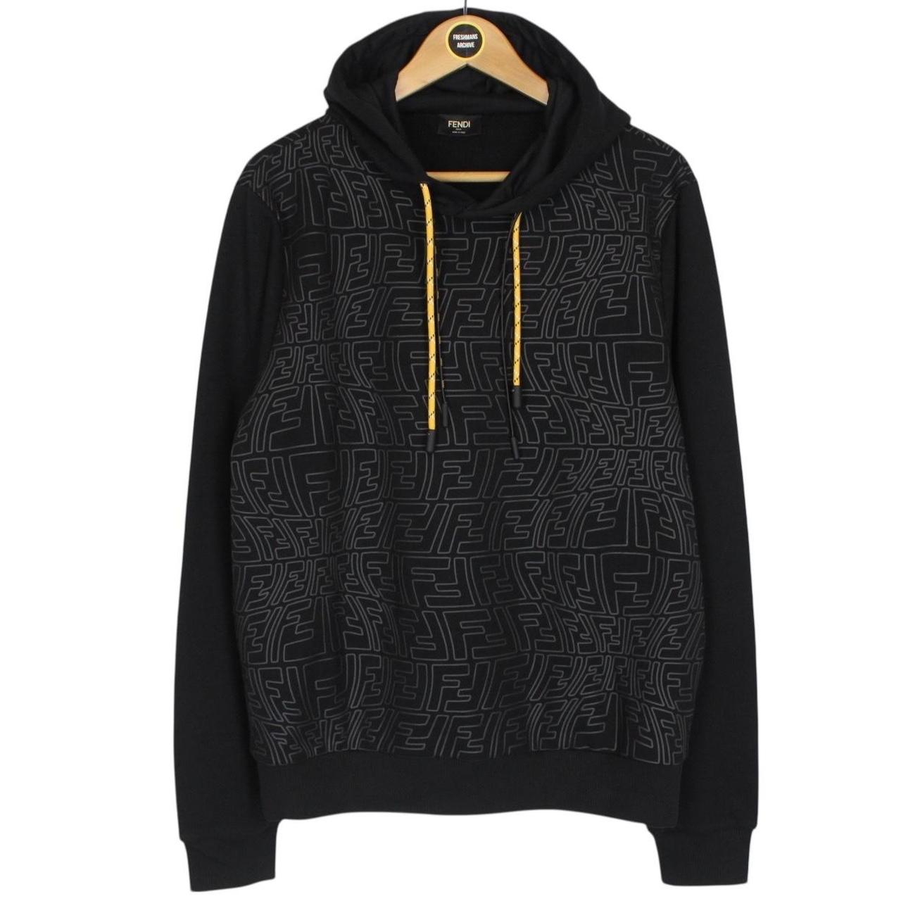 Fendi Black FF Monogram Pullover Cotton Hoodie Jumper