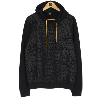 Fendi Black FF Monogram Pullover Cotton Hoodie Jumper