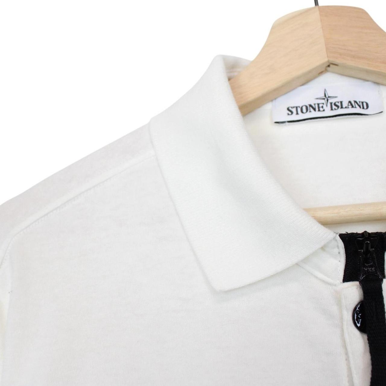 Stone Island SS 2017 White Long Sleeve Collared Cotton T-Shirt