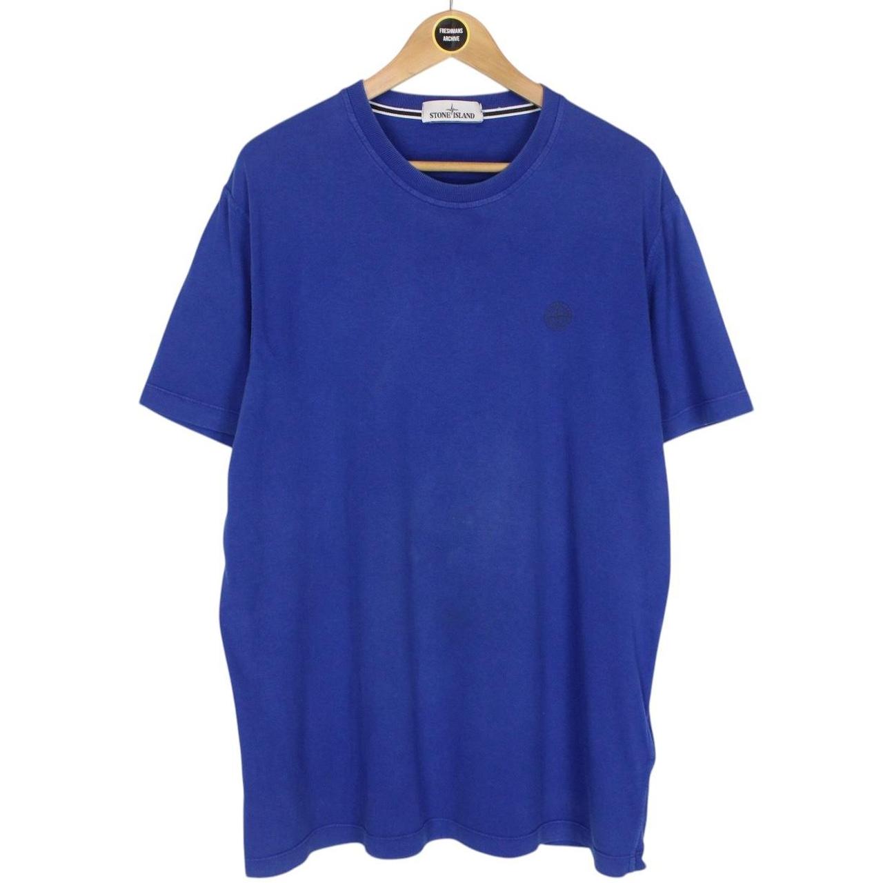 Stone Island Blue Short Sleeve Cotton Logo Print T-Shirt