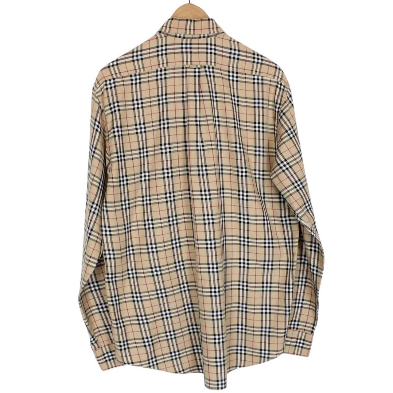 Vintage Burberry London Tan Brown Nova Check Long Sleeve Cotton Shirt