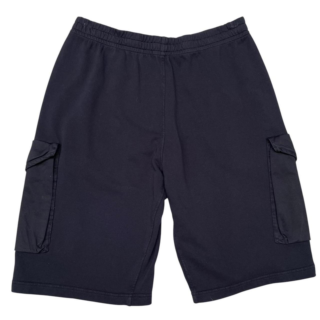 CP Company Navy Blue Cotton Embroidered Logo Cargo Jogger Shorts