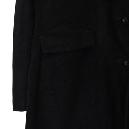 Vintage Burberry London Black Virgin Wool Overcoat