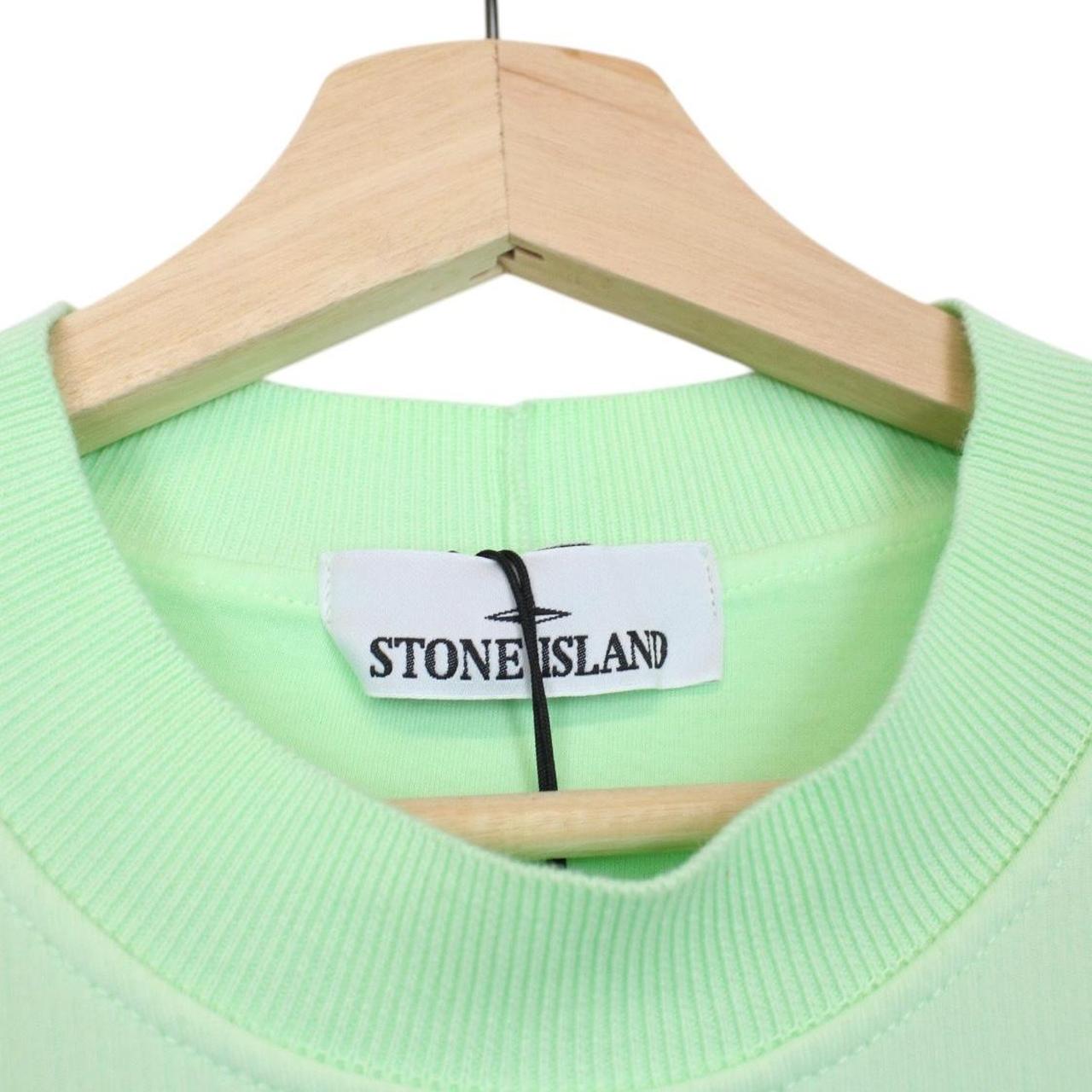 Stone Island Marina SS 2023 Light Green Plated Dyed Cotton Sweatshirt Jumper