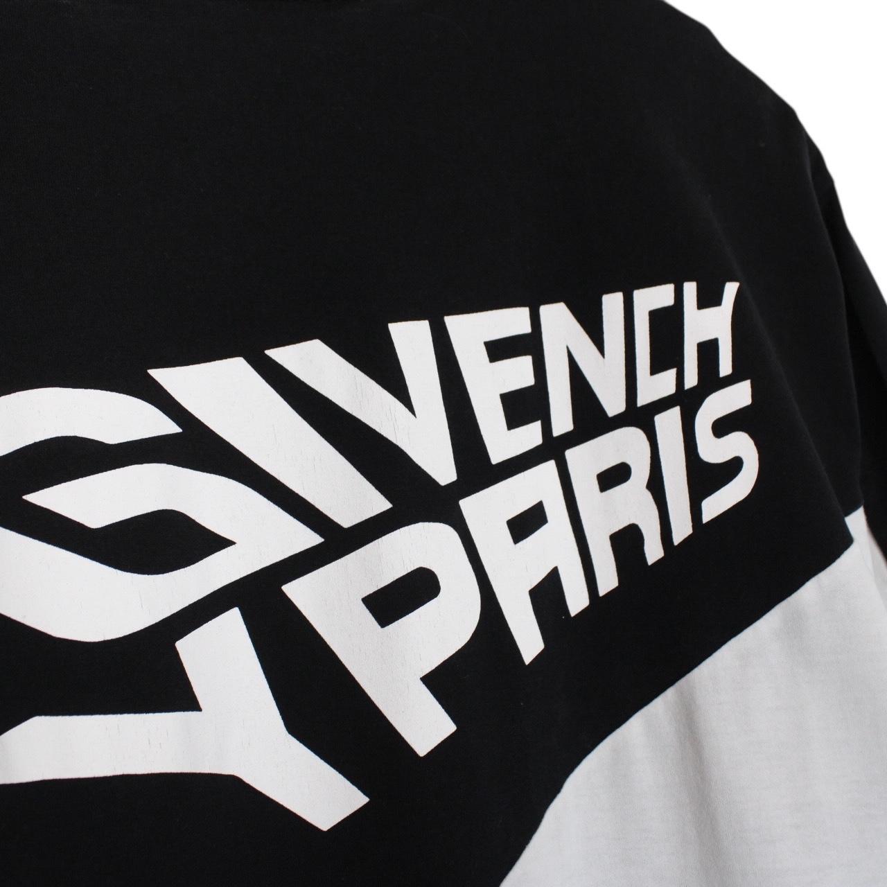 Givenchy Paris Black and White Angle Logo Short Sleeve Cotton T-Shirt