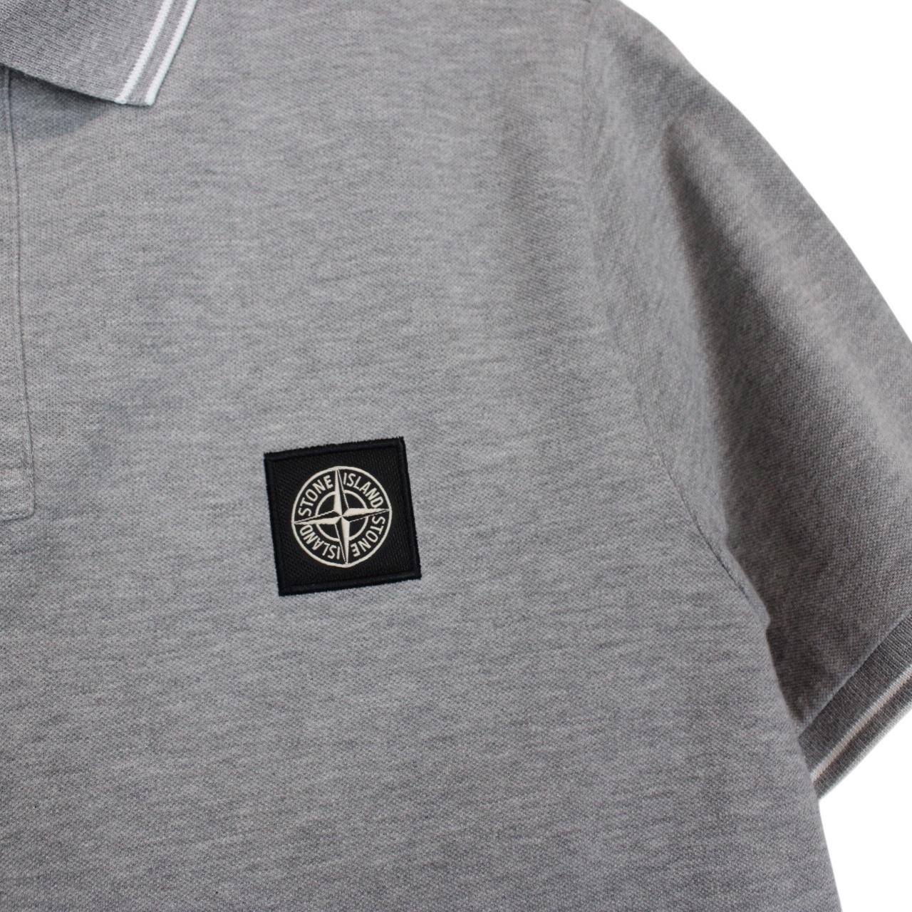 Stone Island Grey Short Sleeve Compass Cotton Polo Shirt