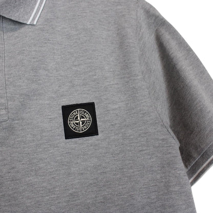 Stone Island Grey Short Sleeve Compass Cotton Polo Shirt