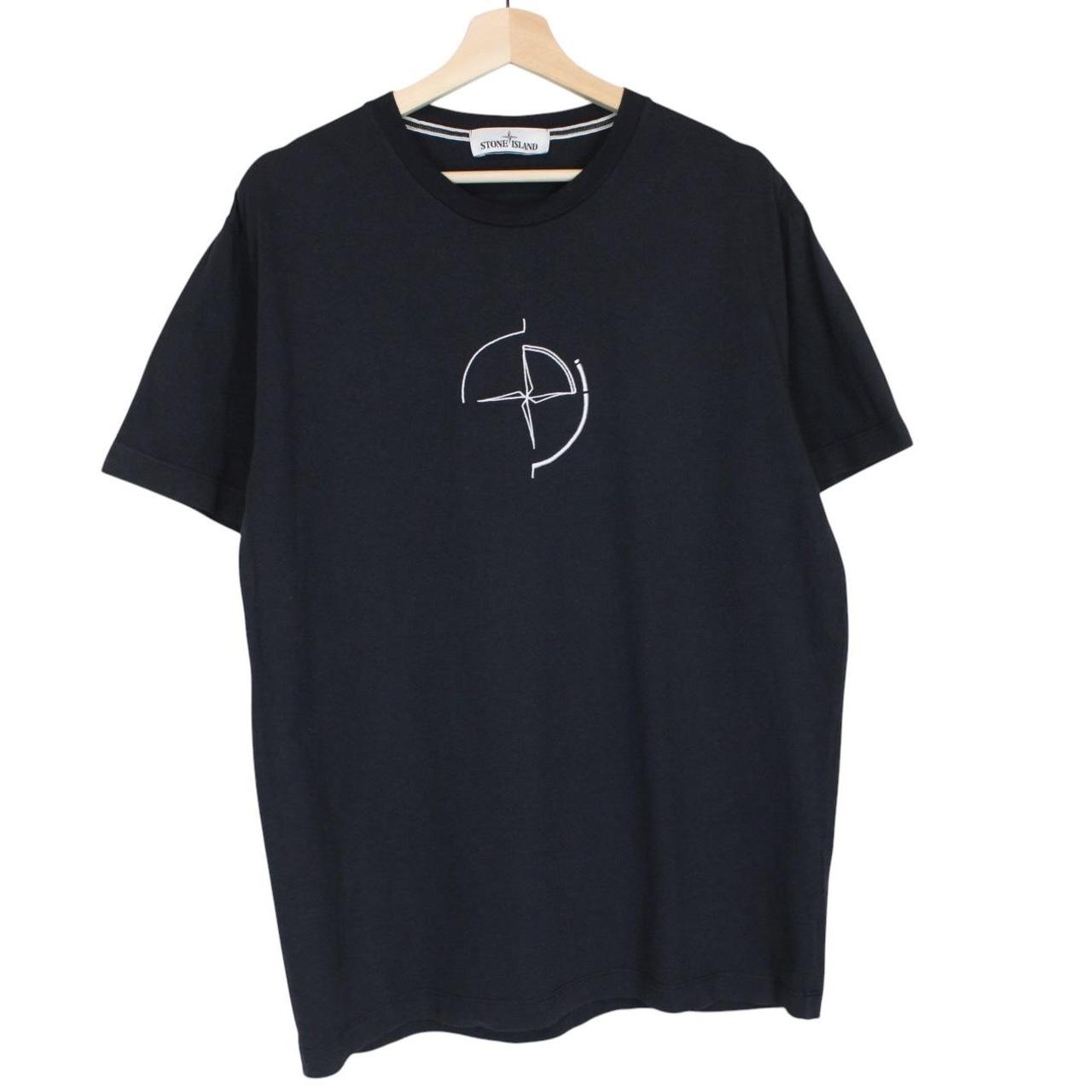 Stone Island navy blue short sleeve t-shirt with compass logo on chest pocket.