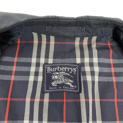 Vintage 90s Burberry Navy Blue Single Breasted Trench Coat