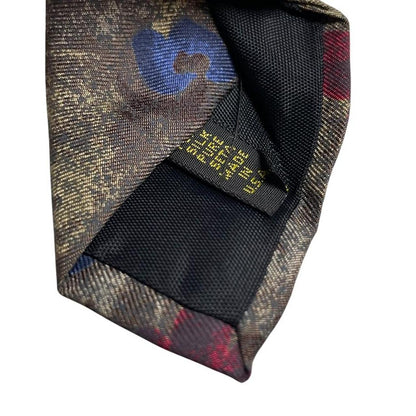 Fendi multicoloured silk tie with abstract print and logo detail.
