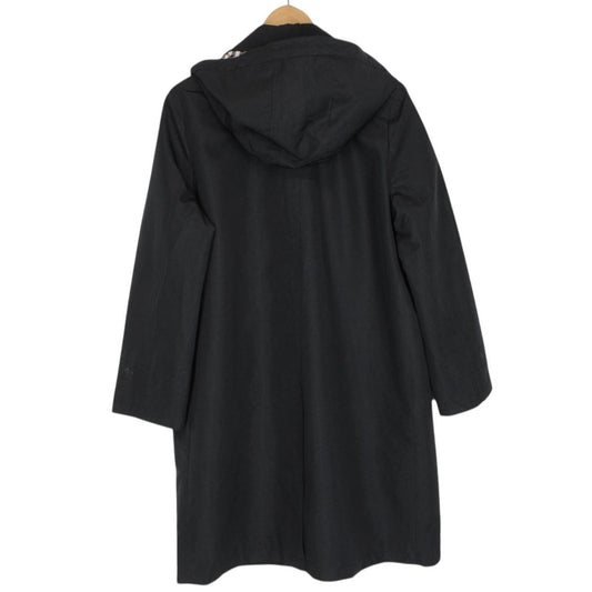Aquascutum Black House Check Lined Hooded Coat