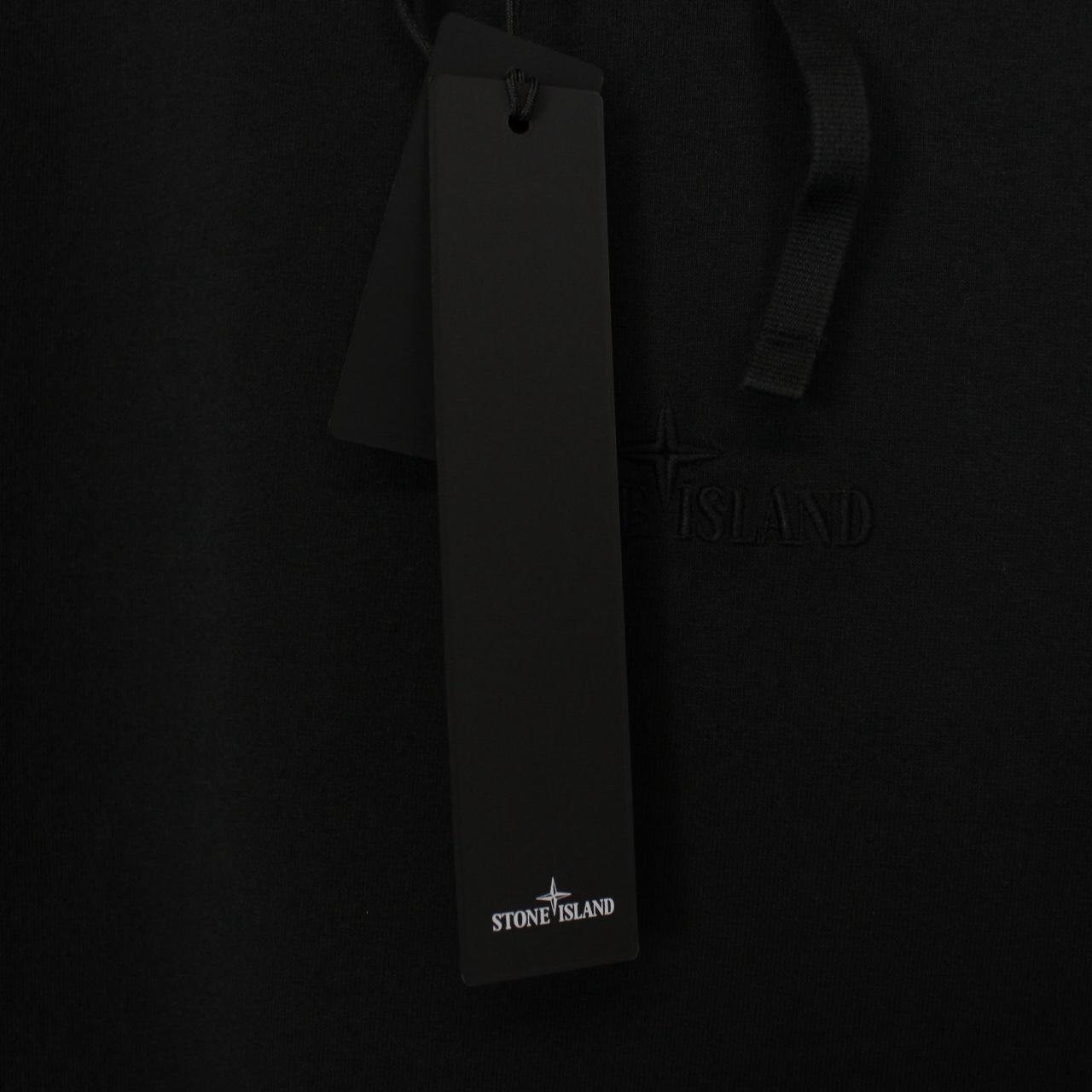 Stone Island Black Embroidered Logo Cotton Hoodie Jumper