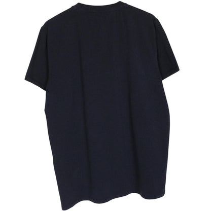Just Cavalli navy blue cotton t-shirt with snake print and chest pocket detail.