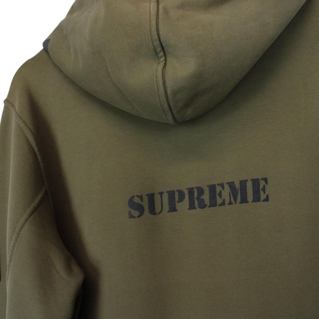 Stone Island x Supreme AW 2017 Olive Green Logo Print Hoodie Jumper