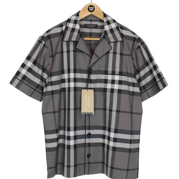 Burberry Grey Paignton Nova Check Short Sleeve Cotton Shirt