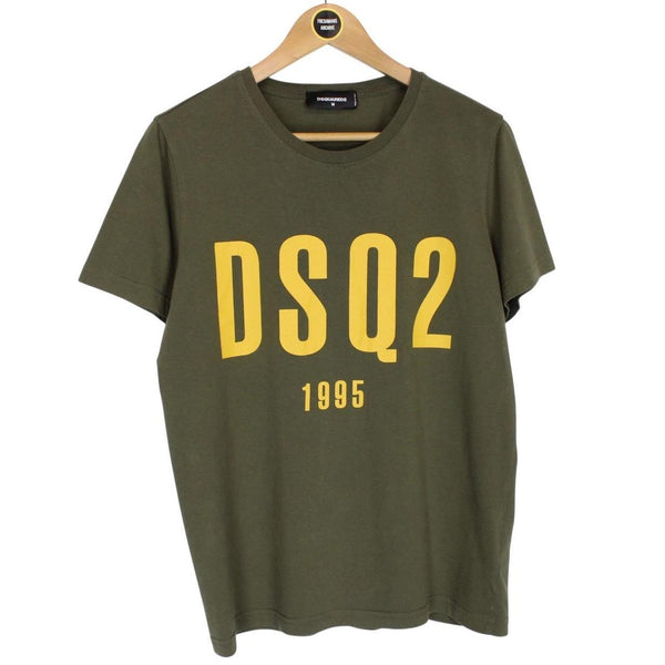Dsquared2 Khaki Green Logo Print Short Sleeve Cotton T-Shirt