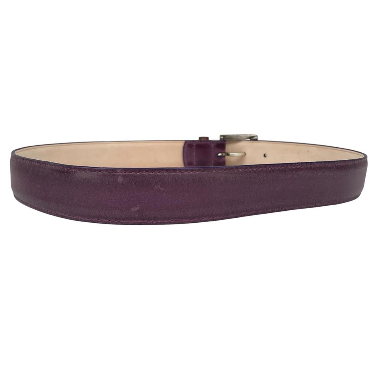 Paul Smith purple leather belt handcrafted in Spain with subtle storage marks.