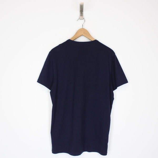 Moncler Navy Blue and White Logo Short Sleeve Cotton T-Shirt