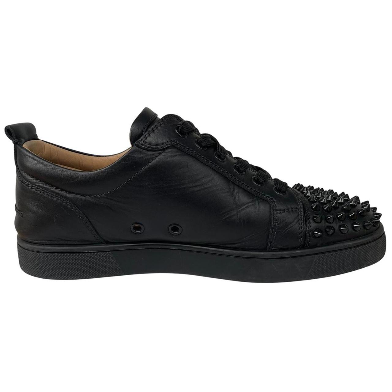 Christian Louboutin Black and Red Louis Junior Spikes Calfskin Leather Trainers