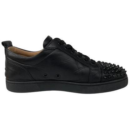 Christian Louboutin Black and Red Louis Junior Spikes Calfskin Leather Trainers