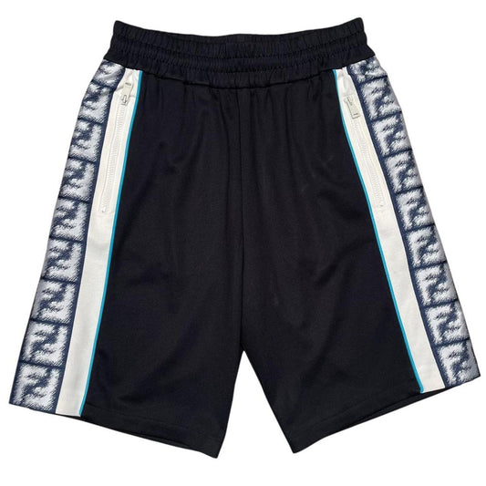 Fendi Black Zucca Monogram Cotton Blend Bermuda Shorts