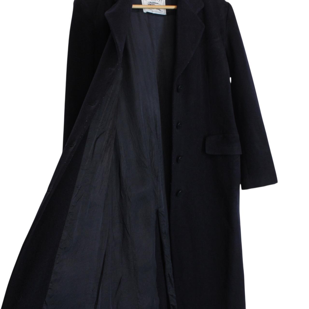Vintage 90s Burberry Navy Blue Virgin Wool Blend Coat