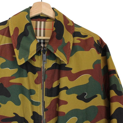 Burberry Tan Brown and Camo Full Zip Nova Check Reversible Harrington Jacket