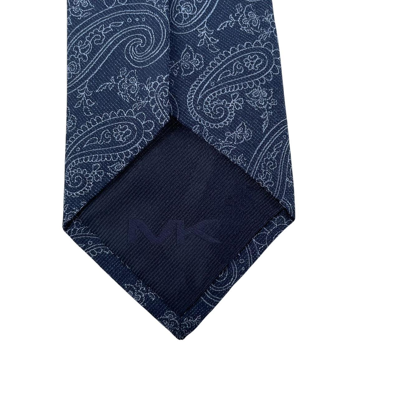 Michael Kors Navy Blue Paisley Silk/Linen Tie
