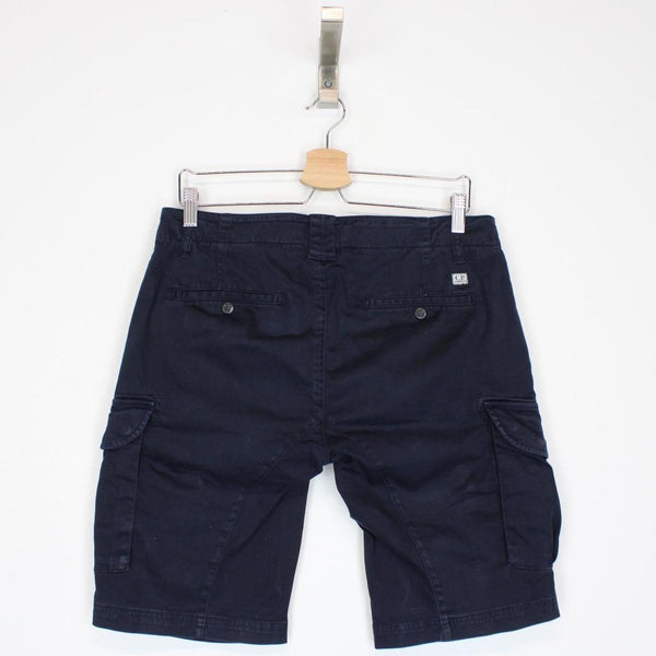 CP Company Navy Blue Cotton Lens Cargo Shorts