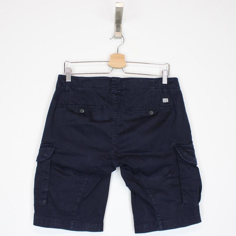CP Company Navy Blue Cotton Lens Cargo Shorts