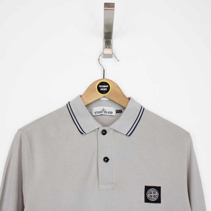 Stone Island AW 2016 Grey Long Sleeve Compass Polo Shirt