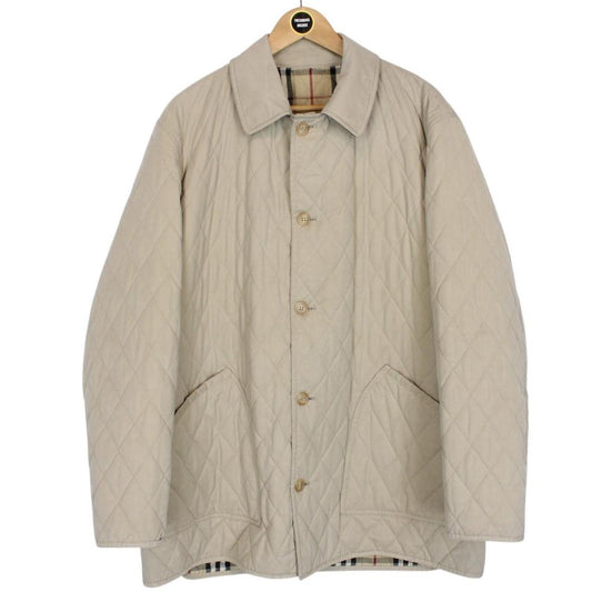 Vintage 90s Burberry Beige Nova Check Quilted Coat