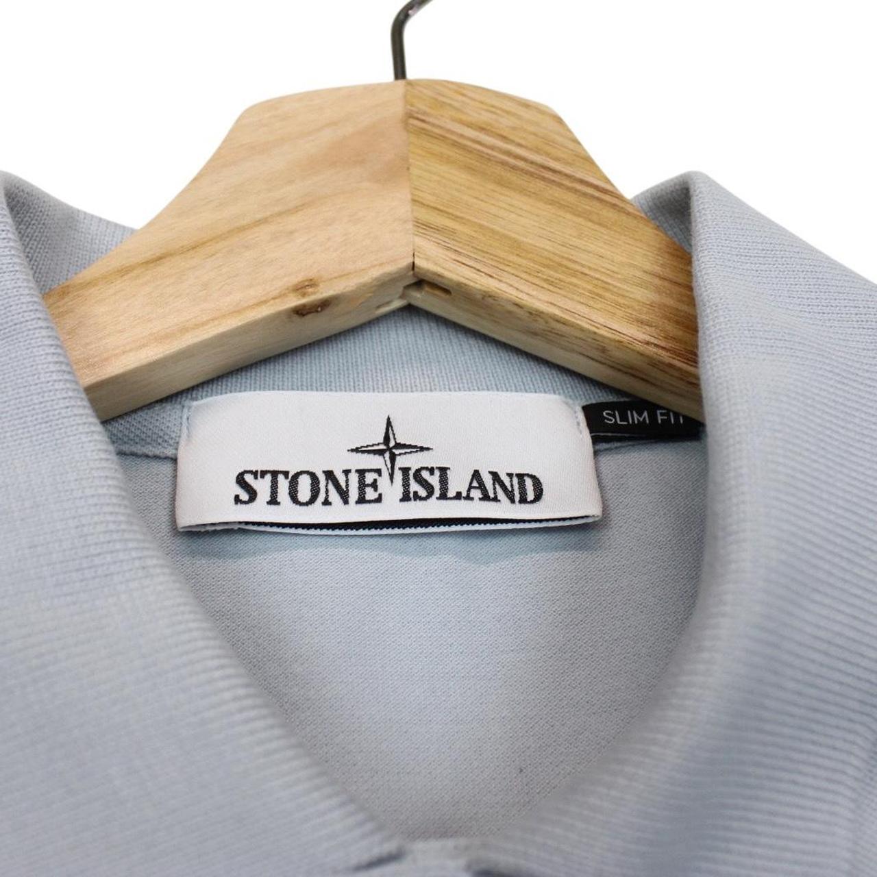 Stone Island SS 2024 Light Blue Short Sleeve Compass Cotton Polo Shirt