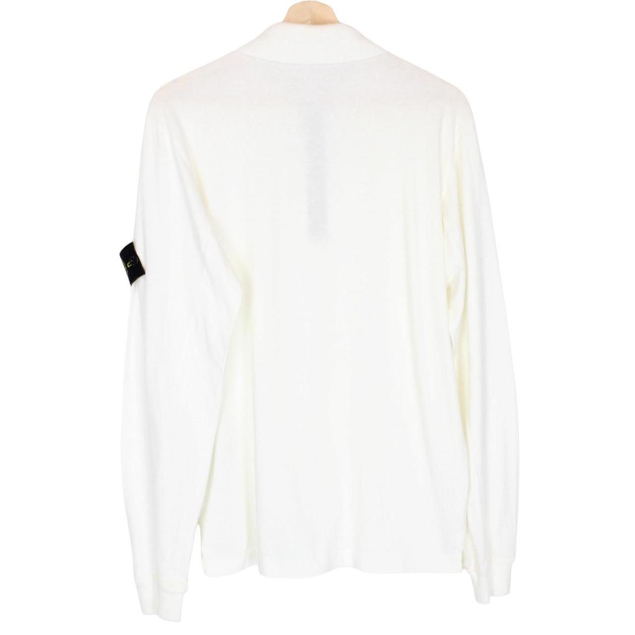 Stone Island SS 2017 White Long Sleeve Collared Cotton T-Shirt