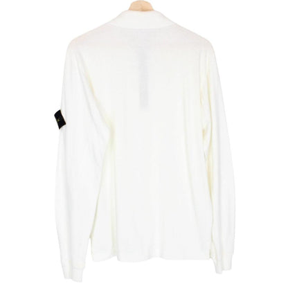 Stone Island SS 2017 White Long Sleeve Collared Cotton T-Shirt